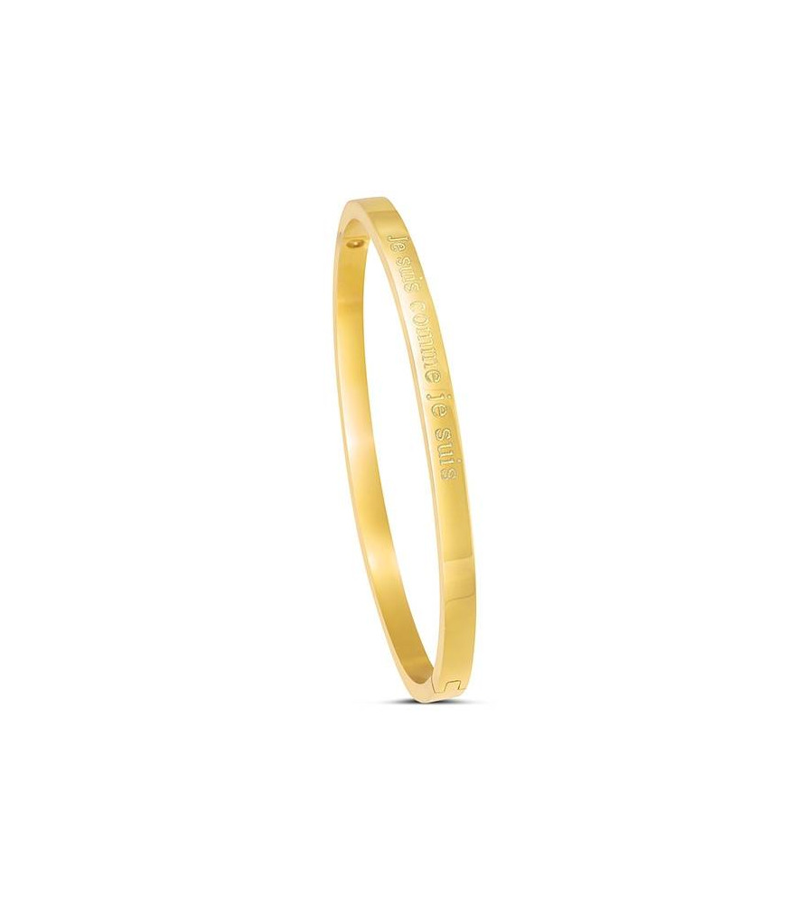 Bracelet jonc doré en acier inoxydable pas cher pour femme-Lookeven Paris
