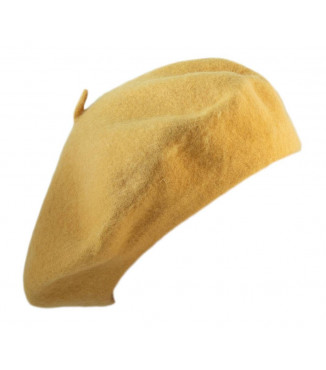 Béret Femme Pure Laine Couleur Jaune moutarde