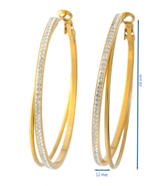 Boucles d'oreilles créoles doubles anneaux acier dorée