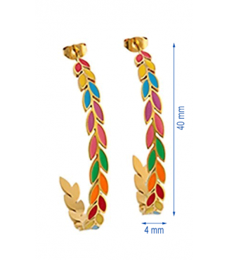 Boucles d’oreilles créoles acier doré email multicolore-Lookeven