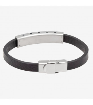 Bracelet en cuir & acier inoxydable Nacré pour homme - Collection Lookeven