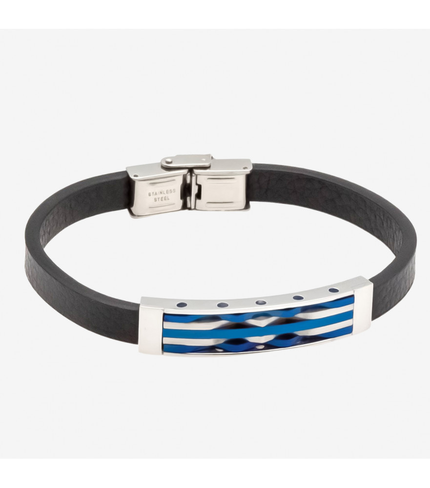 Bracelet en cuir & acier inoxydable Nacré pour homme - Collection Lookeven