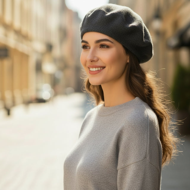 Béret Femme Laine Gris foncé