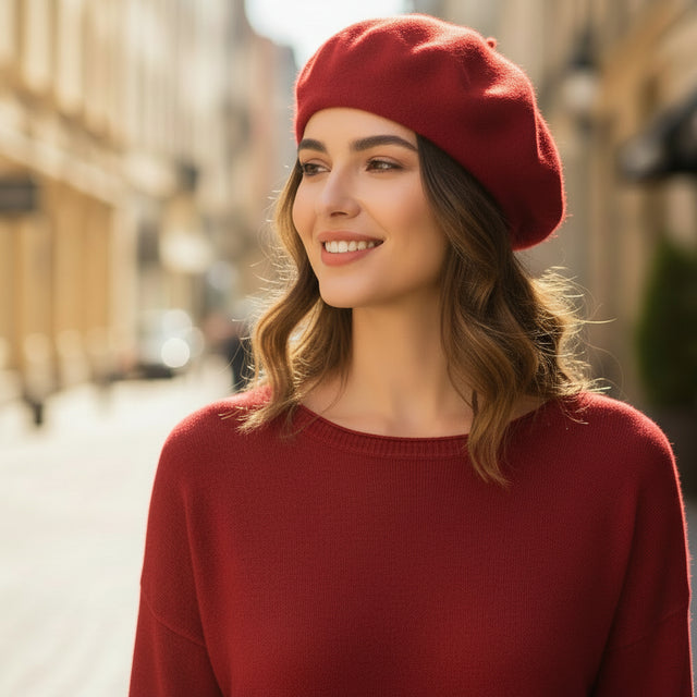 Béret Femme Laine Rouille