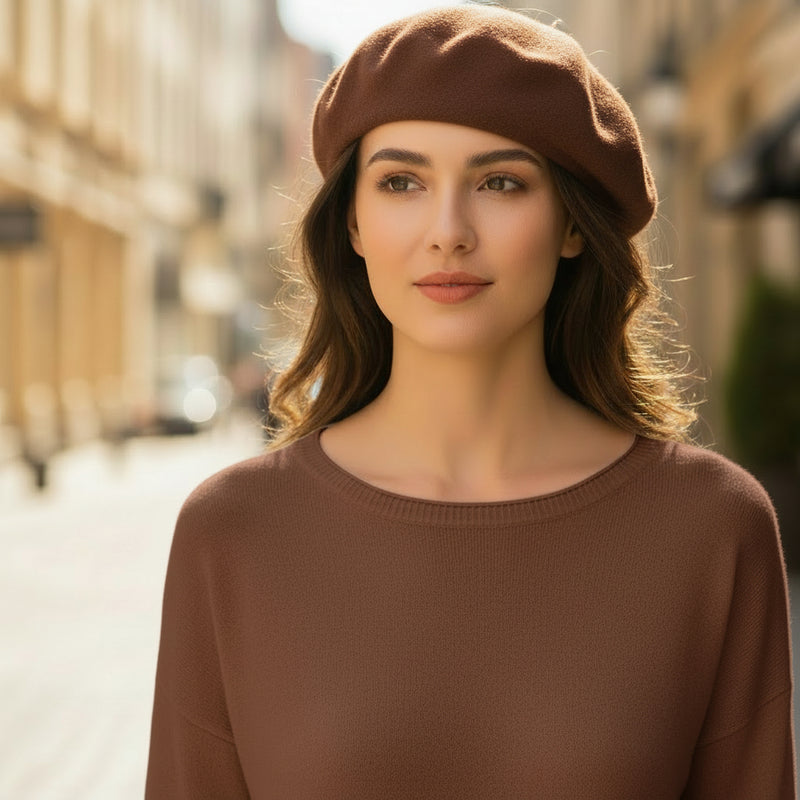 Béret Femme Laine Marron clair