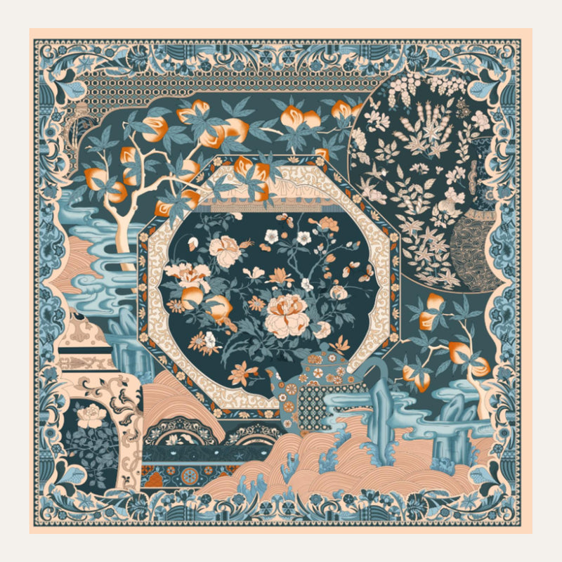 Carré en soie Lookeven Ida — vue du foulard