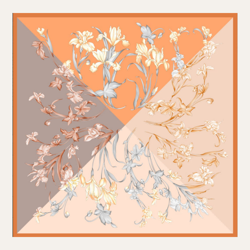 Carré en soie Lookeven Ambre — vue du foulard