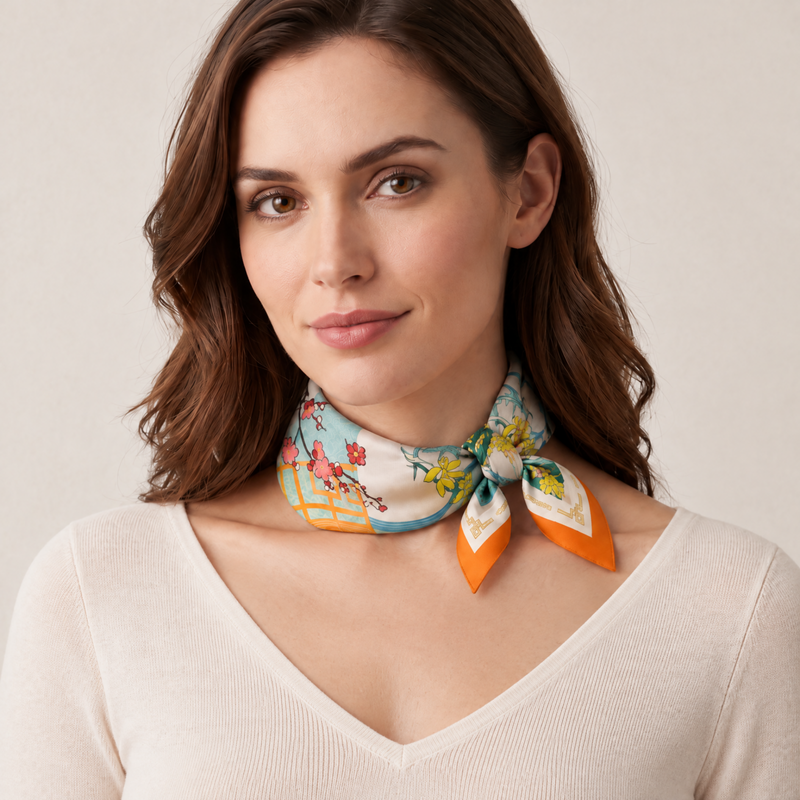 Carré en soie Lookeven HS24001 — nouvelle vue portée