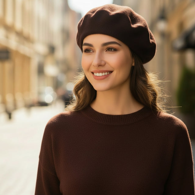 Béret Femme Laine Chocolat