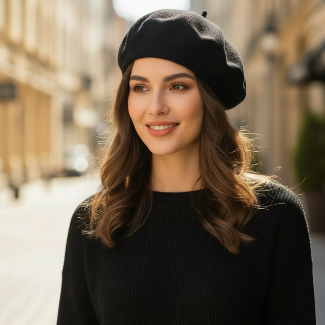 Béret Femme Laine Noir