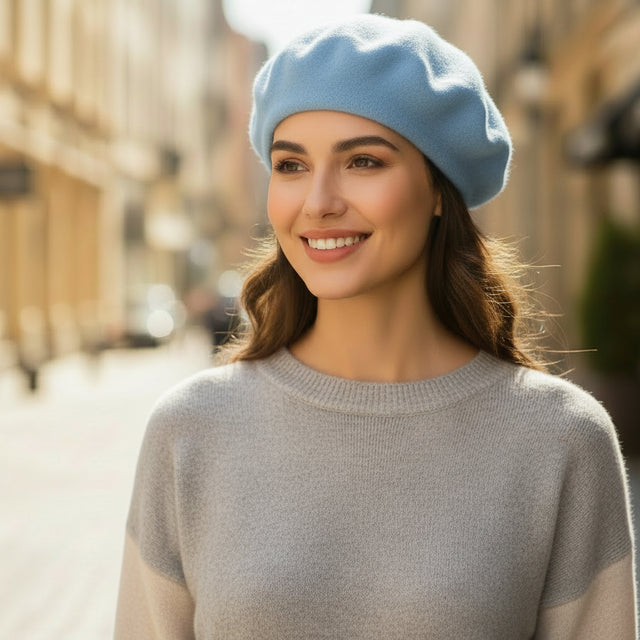 Béret Femme Laine Bleu ciel