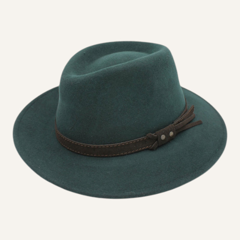 Fedora Lookeven Art 181054 en laine — Vert Fonce